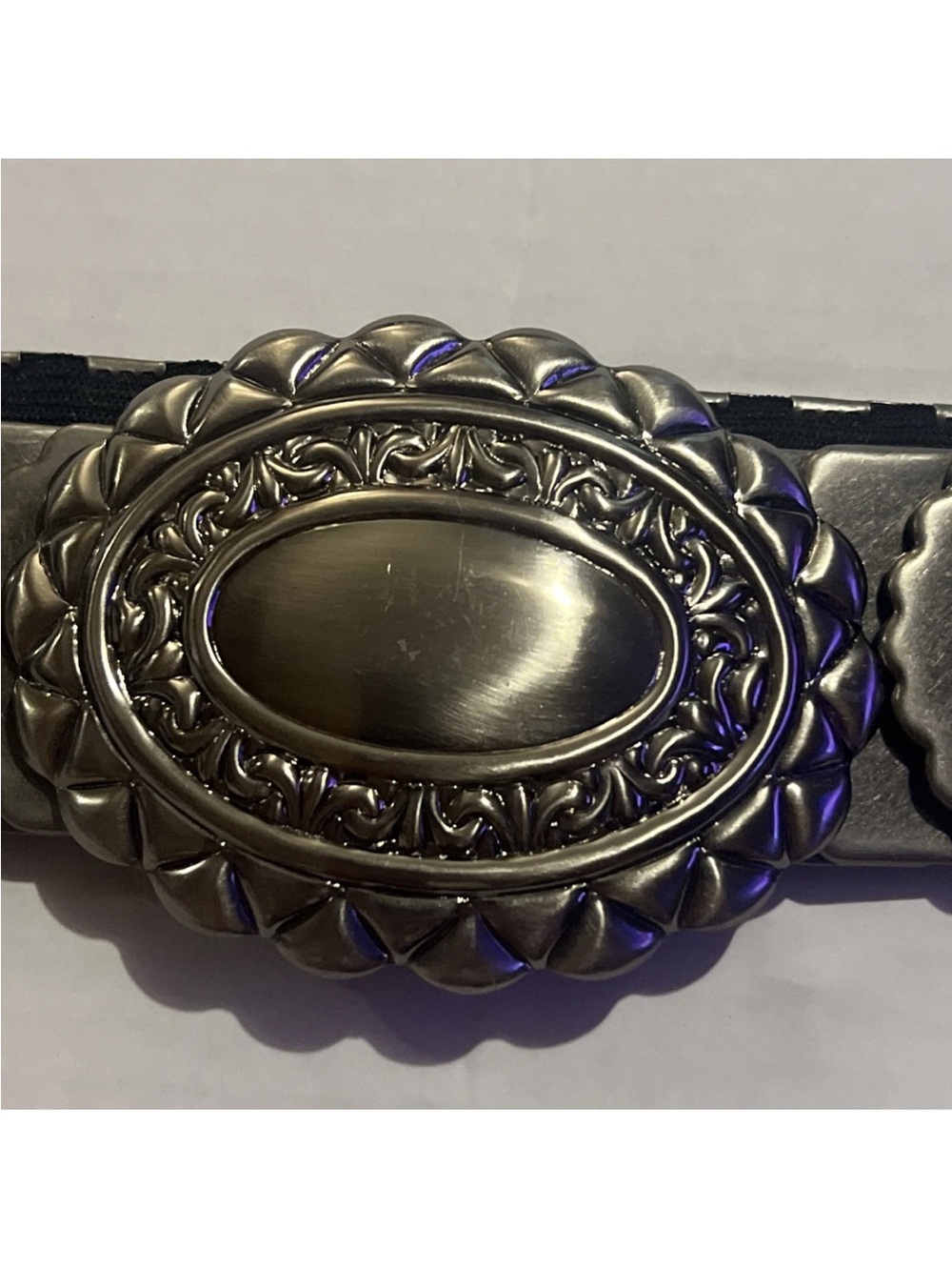 Women's Ornate Silver-Tone Stretch Belt
